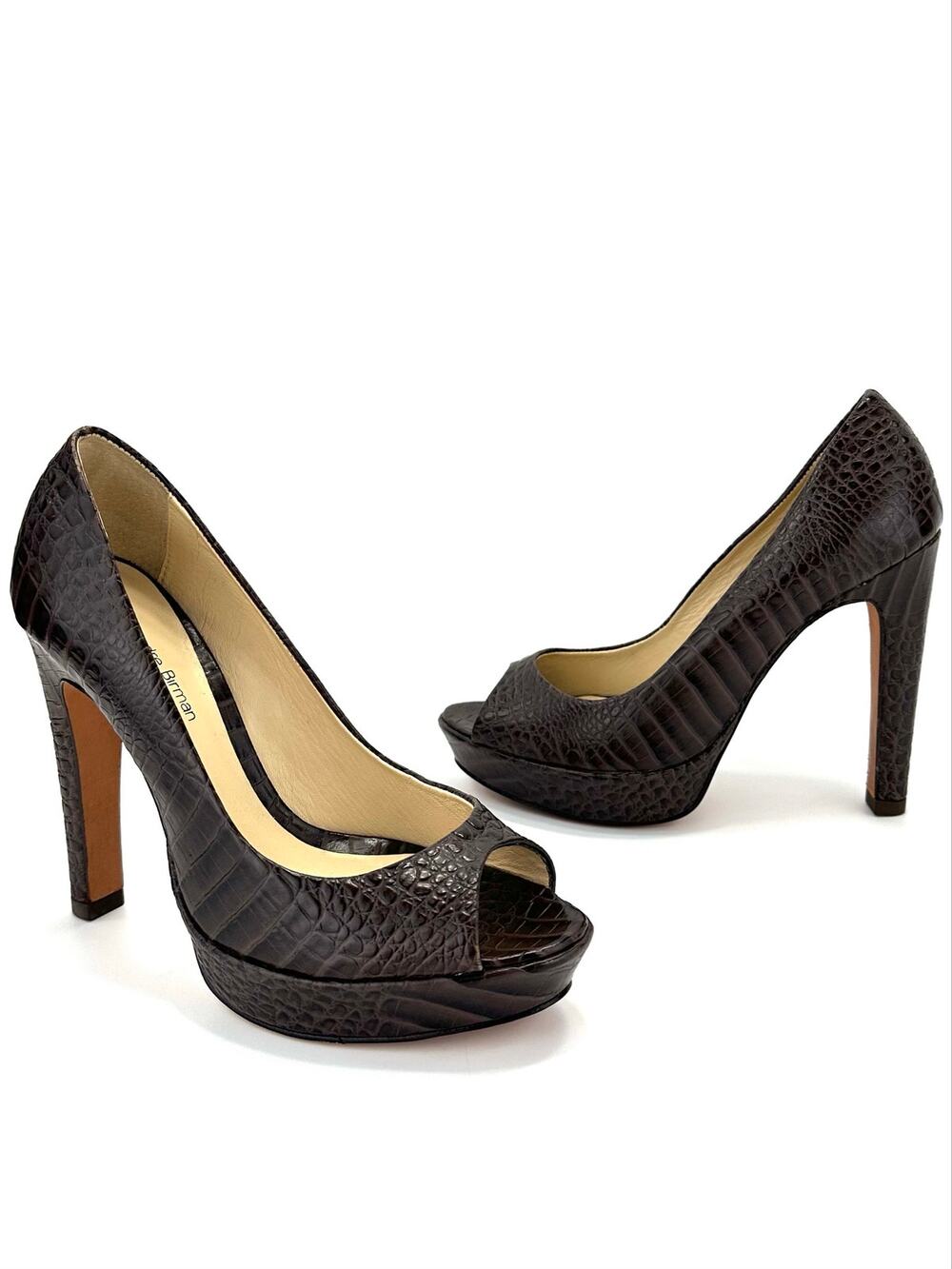 Alexandre Birman Platform Stiletto Heels Size 6/36 Brown Python Leather Open Toe